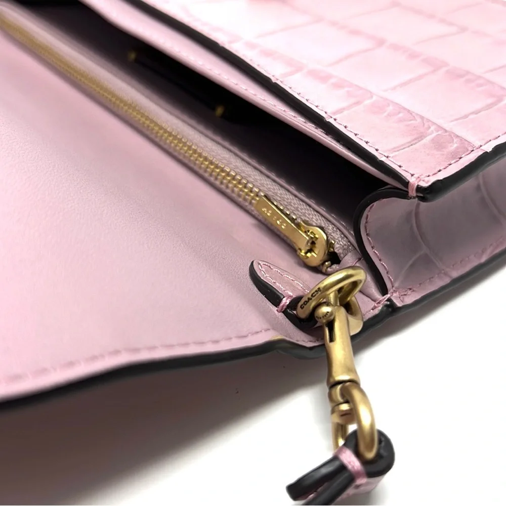 Coach Lilac Croc-Embossed Leather Crossbody Bag